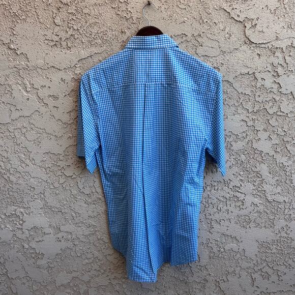 Peter Millar Gingham Check Short Sleeve Button Down Shirt Size Mens Medium - Picture 2 of 3